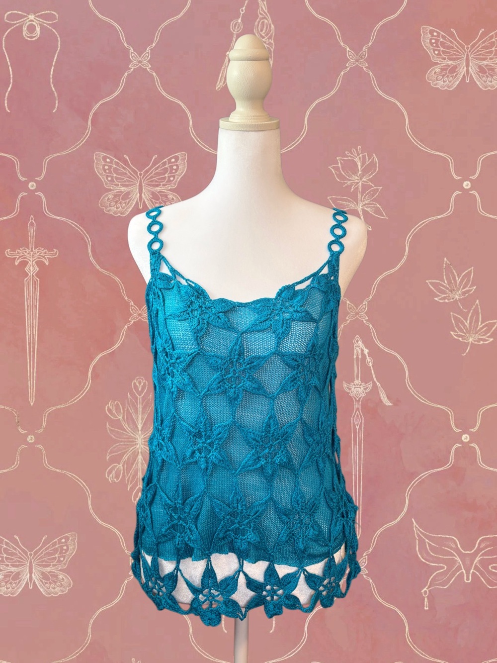 Aquamarine Crochet Tank Top